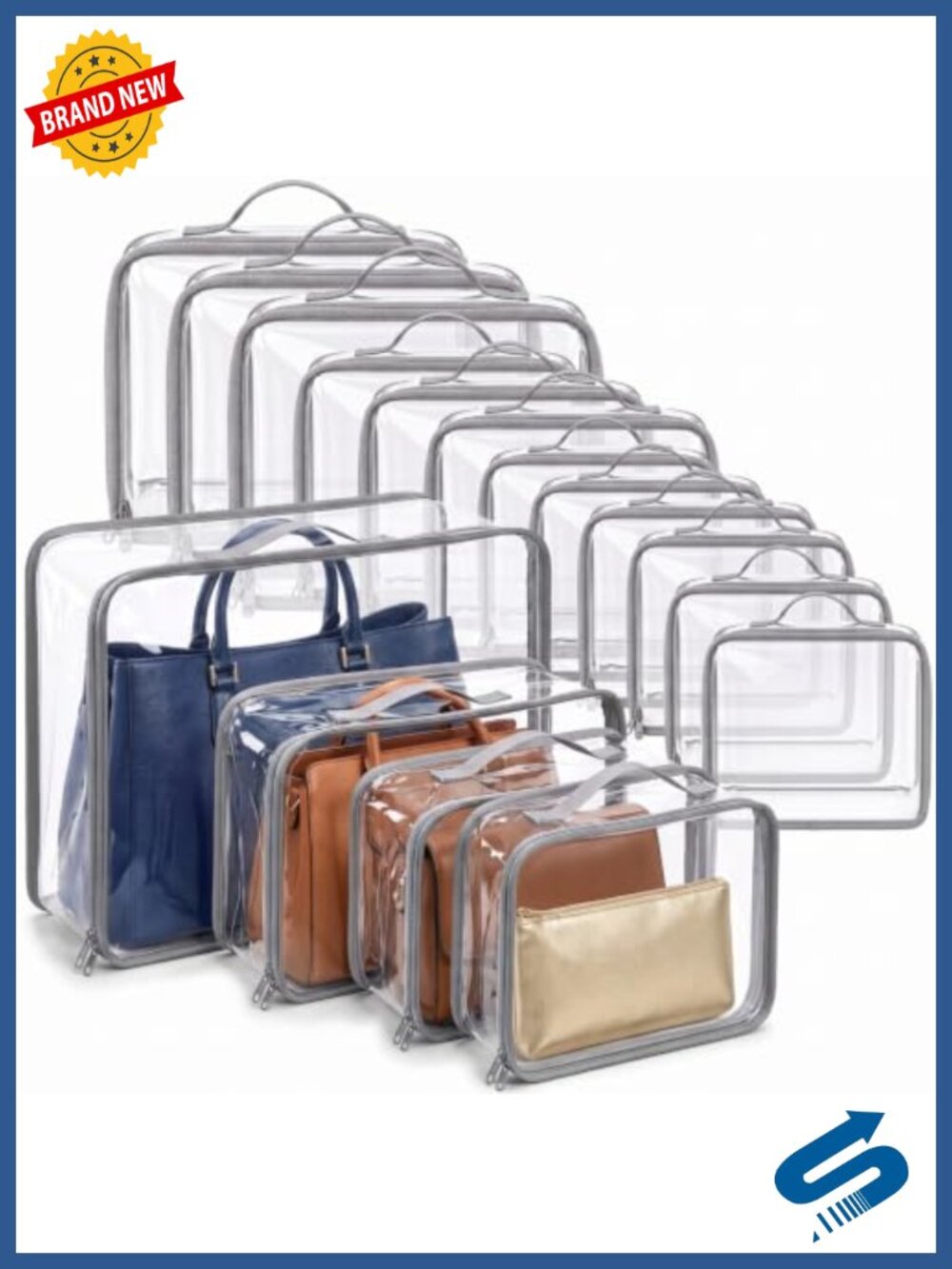 12 Clear Dust Bags for Handbags PVC Waterproof Storage Organizer with Zipper
